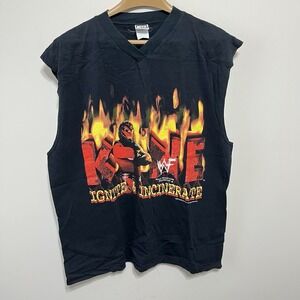 Vintage 1998 Kane T Shirt Ignite Incinerate WWF Wrestling Flames Sleeveless WWE